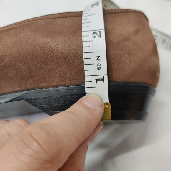 Vtg 90s Josephine Gold Capped Western Nubuck Leather Croc Embossed Flats 8 - Picture 11 of 12